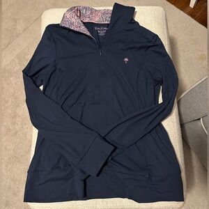 Lilly Pulitzer Navy Pullover with Pink Patterned Collar